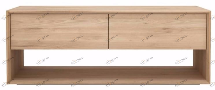 Ethnicraft Низкая тумба под тв из массива дерева Oak nordic 51439