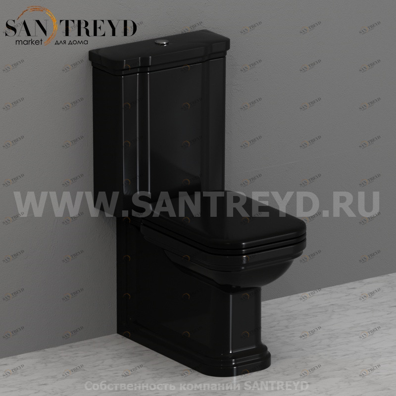 411704 Компакт унитаз с бачком Черный Kerasan Waldorf Италия