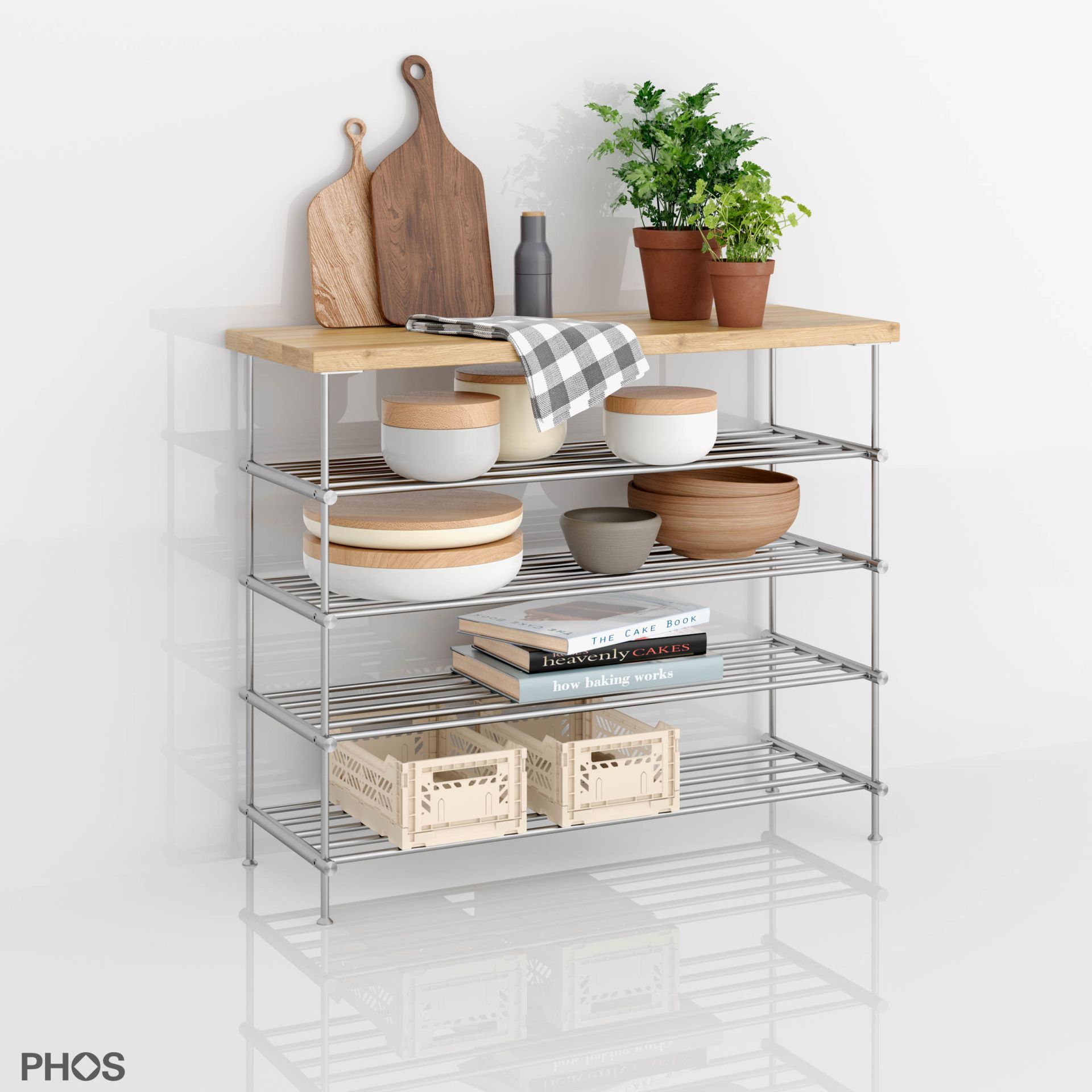 SBS600-4-Eiche Сервант с дубовыми полками, 1 поле, 4 уровня, ширина 65 см PHOS  - Вид №4