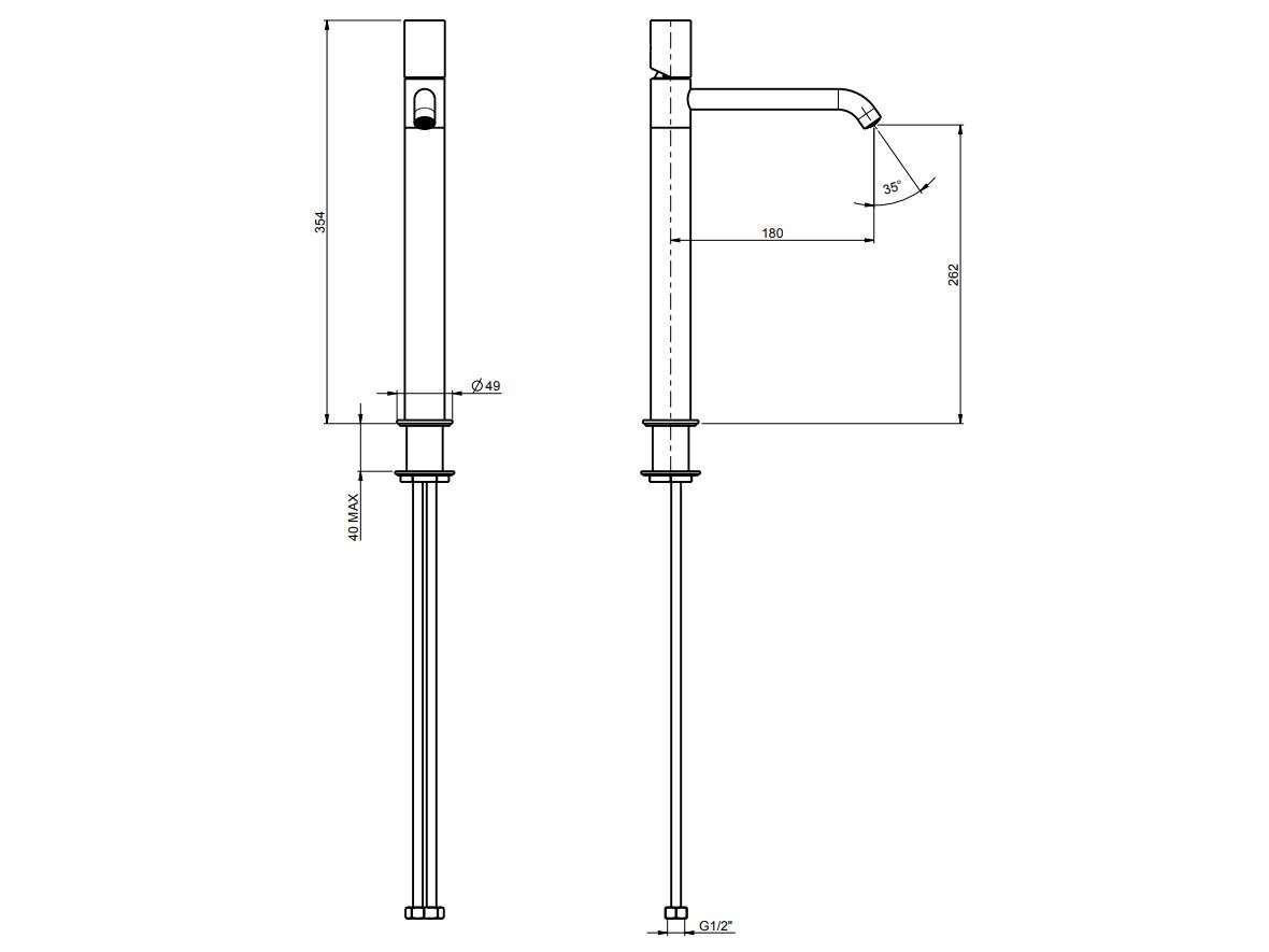 Смеситель для раковины из нержавеющей стали с ограничителем расхода Rubinetterie Frattini Pepe XLS 316 ARCH-00014636 - Вид №3