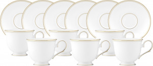 10665764 Lenox Набор из 2 чашек чайных с блюдцами Lenox "Федеральный,золотой кант" 180мл Фарфор костяной