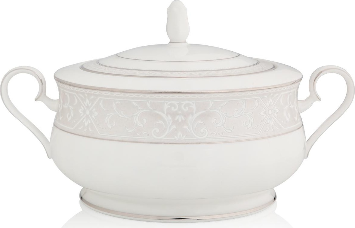 54837 Noritake Блюдо для горячего с крышкой Noritake "Монтвейл, платиновый кант" 2,5л Фарфор костяной 