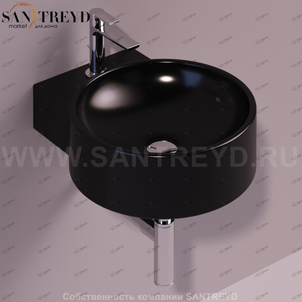 FL14NERO Подвесная раковина настенная круглая Simas Flow черная