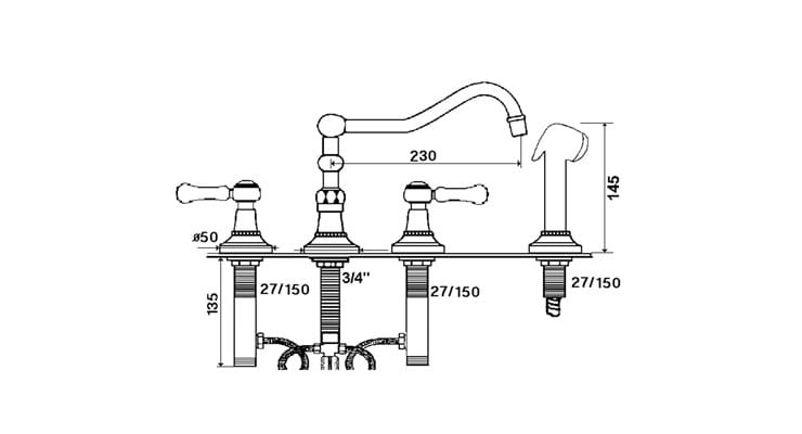 Смеситель для кухни с ручным душем с раздельными розетками rvb 1935 Лимож ARCH-00112956 - Вид №2