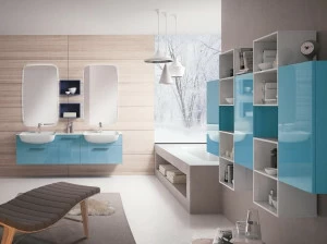 BMT Двойная подвесная тумба под умывальник с зеркалом Sound.blues