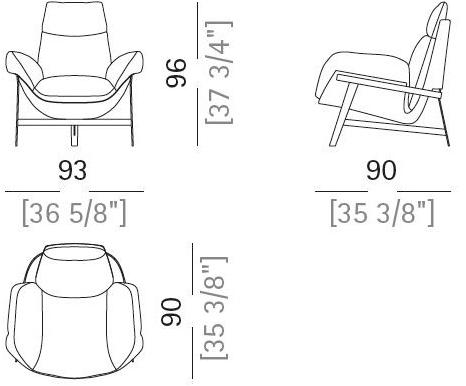 Arketipo Кожаное кресло с подлокотниками sun-id-1465919 - Вид №3