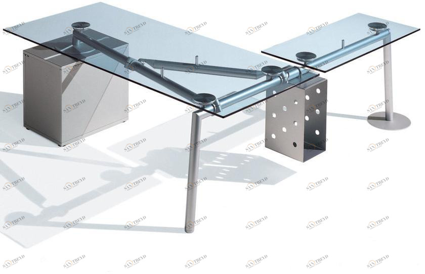 NEWTOM by Ultom Стол угловой стеклянный с ящиками Isotta sun-id-1399484