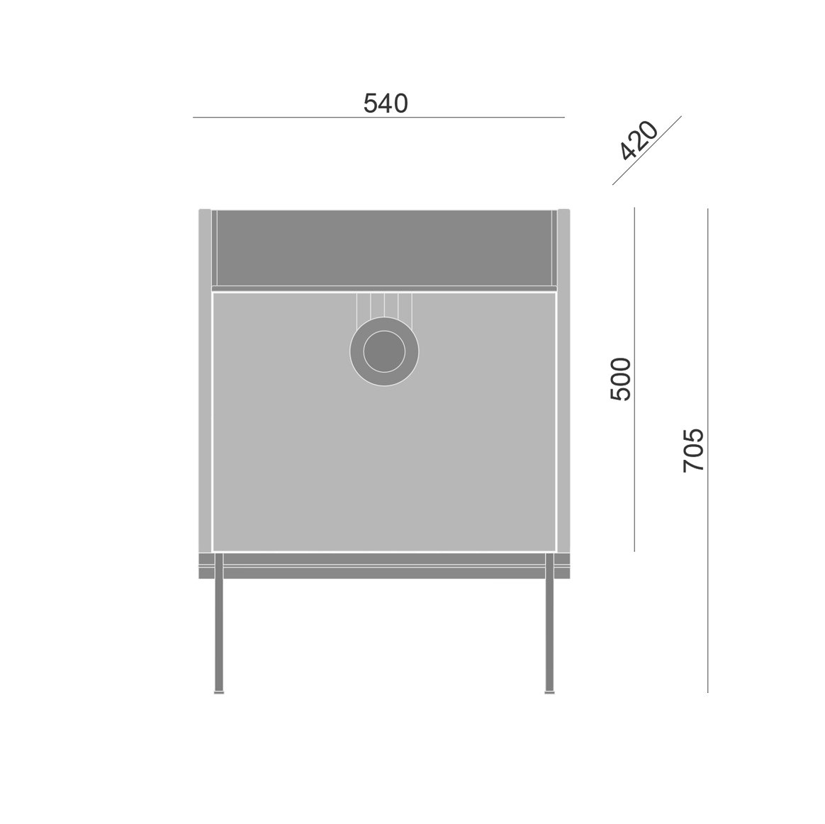 Тумба прикроватная серая Lago BRAGIN DESIGN LIVING 00-3974654 Серый - Вид №2