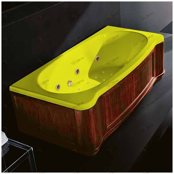 Ванна Gruppo treesse New Classic Young ATC-V674Q-DX-WO-ZZ жёлтая с золотой фурнитурой гидромассажем аэромассажем и дезинфекцией прямоугольная правая дерево орех ATCV674QDXWOZZ