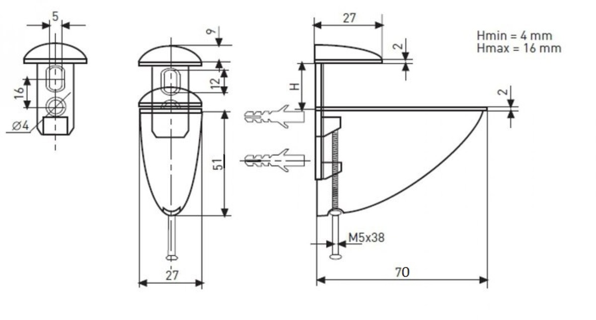 Полкодержатель Jet Пеликан для стеклянных и деревянных полок 89124182 STLM-0078678 - Вид №2
