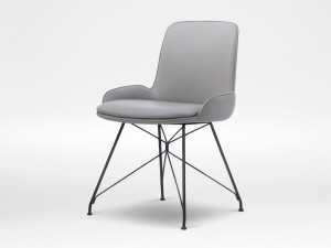 Кожаный стул с металлическими ножками