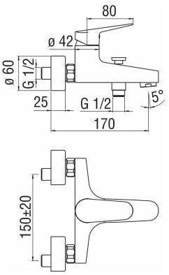 Nobili Rubinetterie Смеситель для ванны настенный Blues Bs101110/1cr - Вид №1