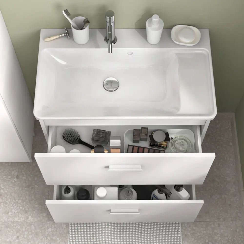 Тумба под раковину Sensea Easy 70 см напольная с двумя ящиками цвет белый STLM-2126855 - Вид №10