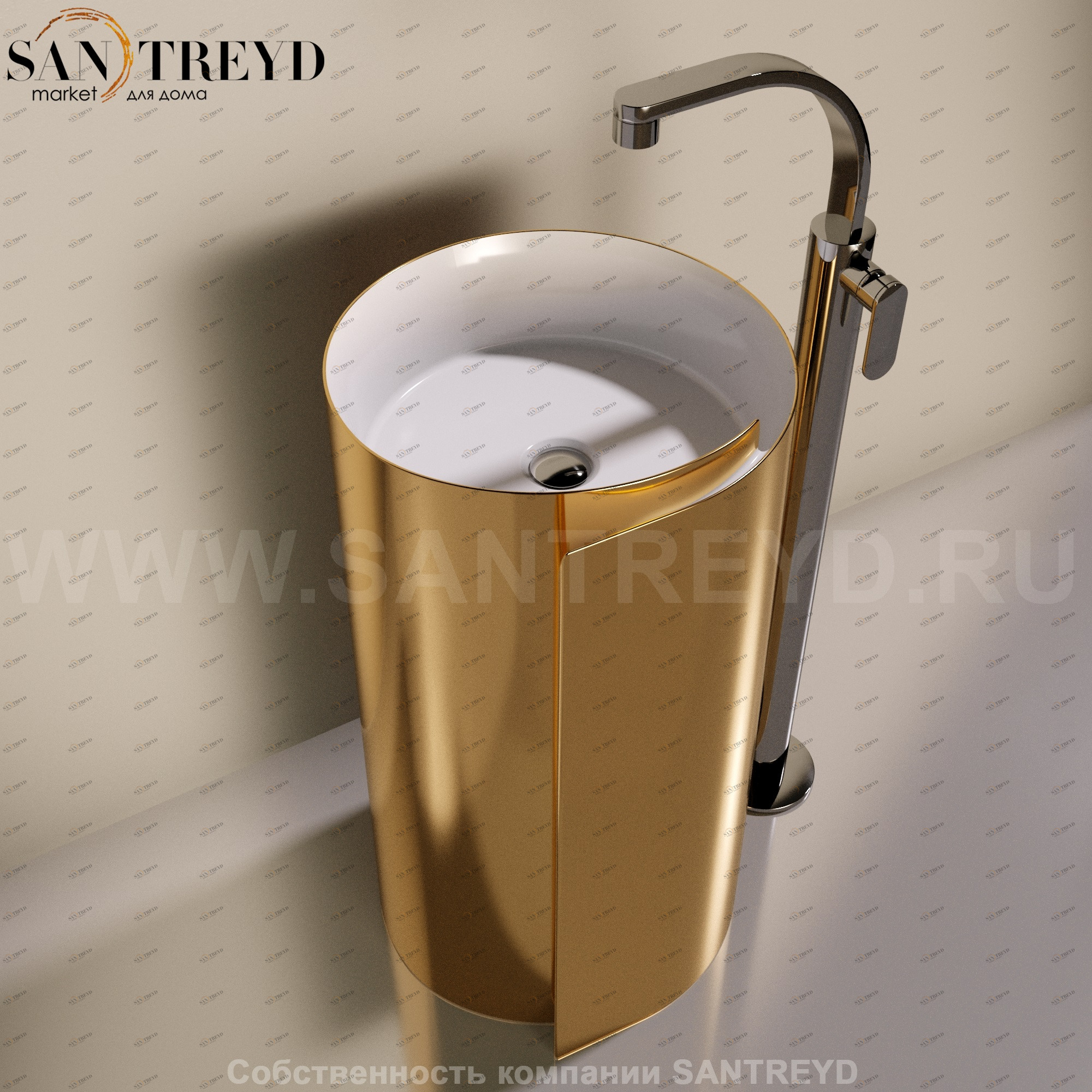 MR44CGOLD Напольная раковина стоящая круглая Ceramica Flaminia Roll