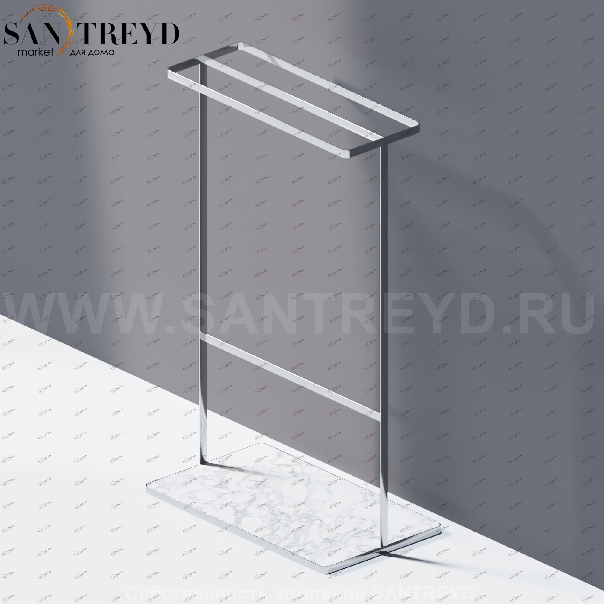 Agape MEMORY Полотенцедержатель напольный из белого мрамора в хромированном каркасе AMEM862AMC