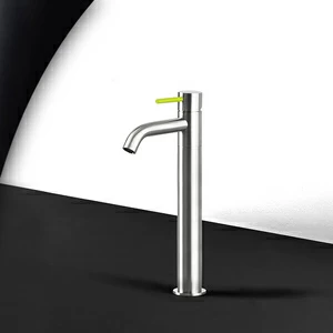 Смеситель для раковины сталь матовая с зеленой ручкой Toki Radomonte TKS3SCIL13