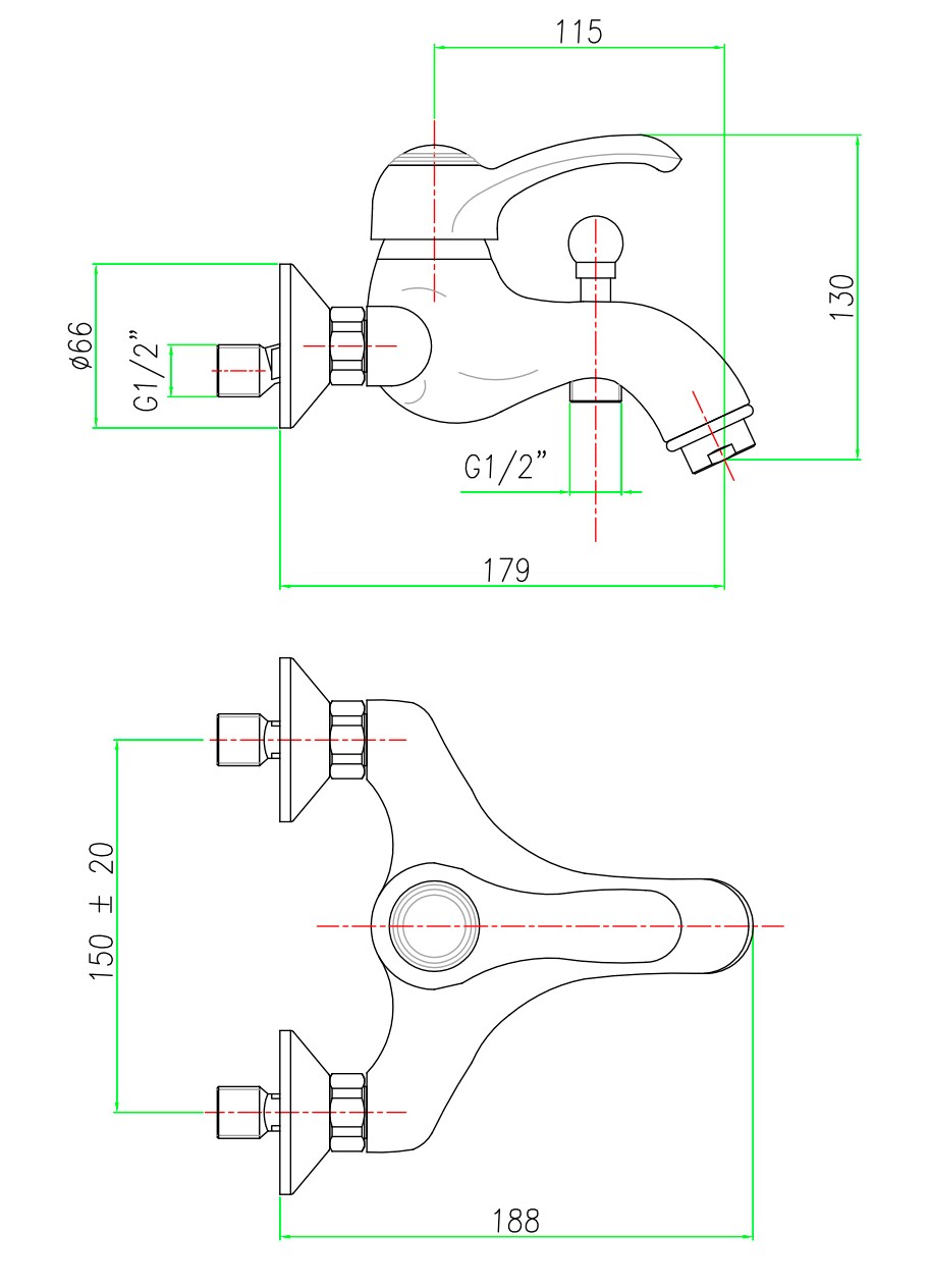 AU850102017 Смеситель для ванны Webert Aurora - Вид №1
