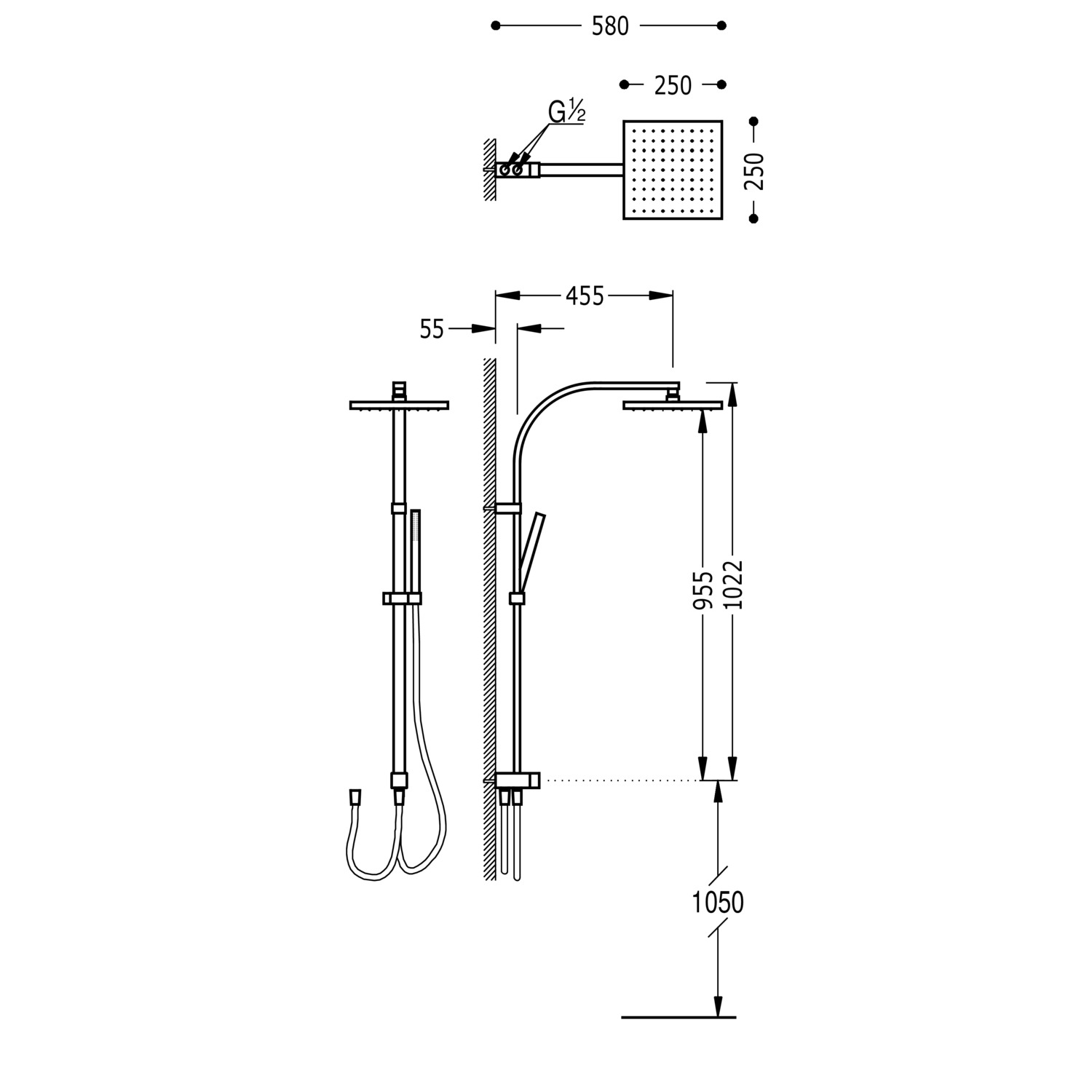 Душевой набор, регулируемый под любой тип крана-107926 TRES Showers - Вид №1