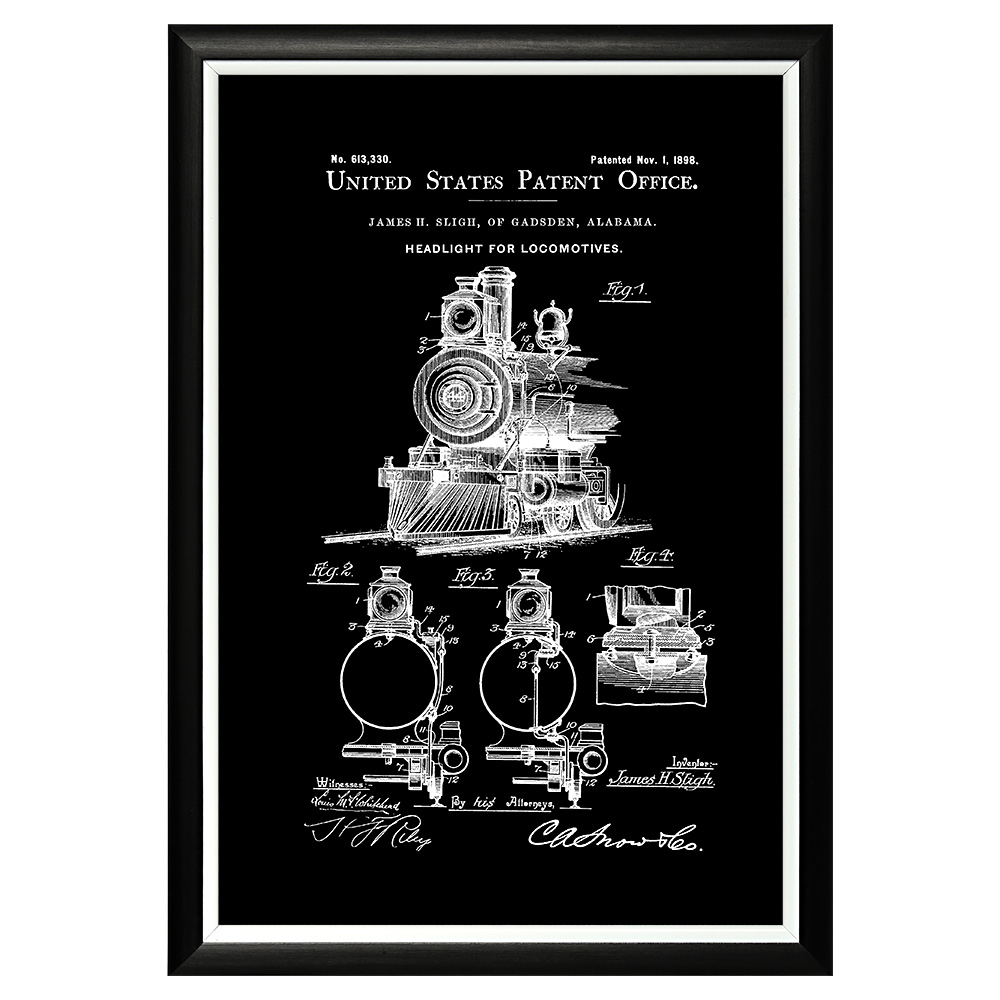 896521261_1818 Арт-постер «Патент на локомотивную фару, 1898» Object Desire 