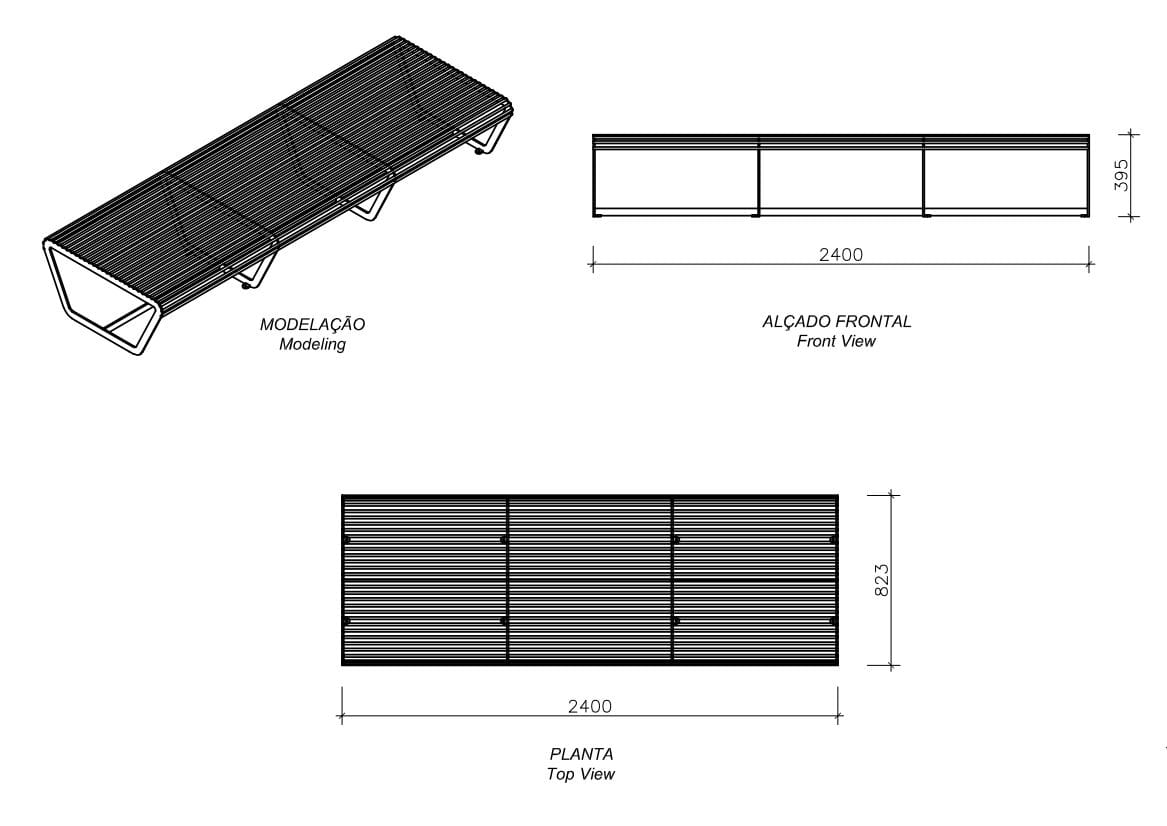 Стальная скамья без спинки amop рама ARCH-00099127 - Вид №6