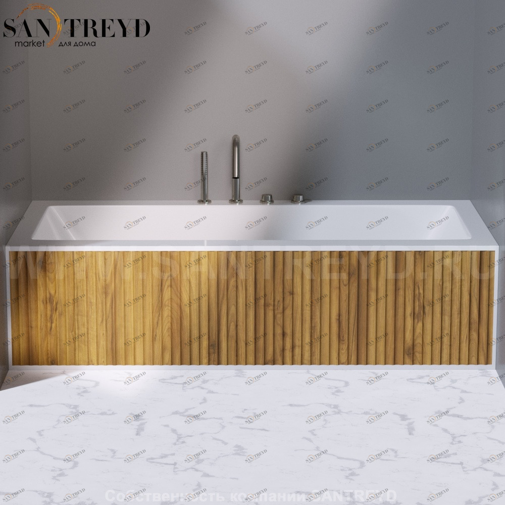 Ванна с декоративными панелями из дерева WODO SQUARE белая AeT ITALIA DV232V0W