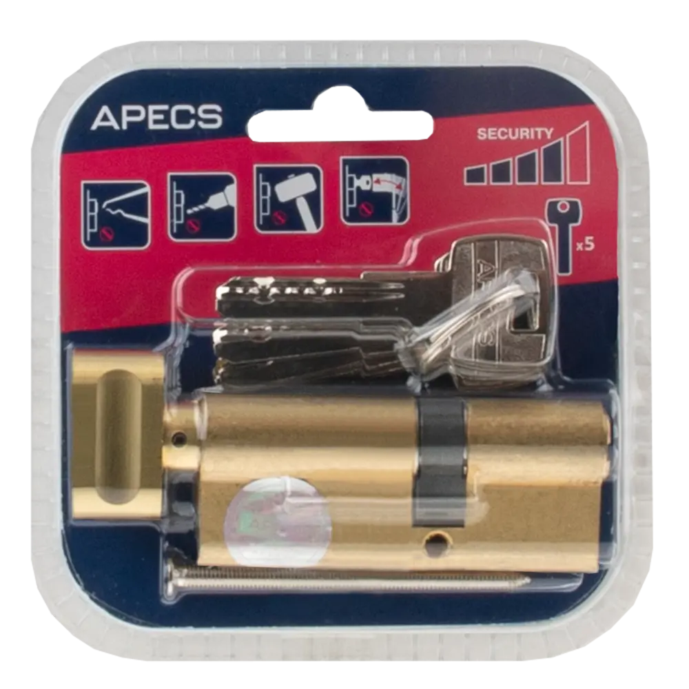 Цилиндровый механизм APECS Pro LM-80 с защитой от взлома, золотой 84168047 SM STLM-0046662 - Вид №2