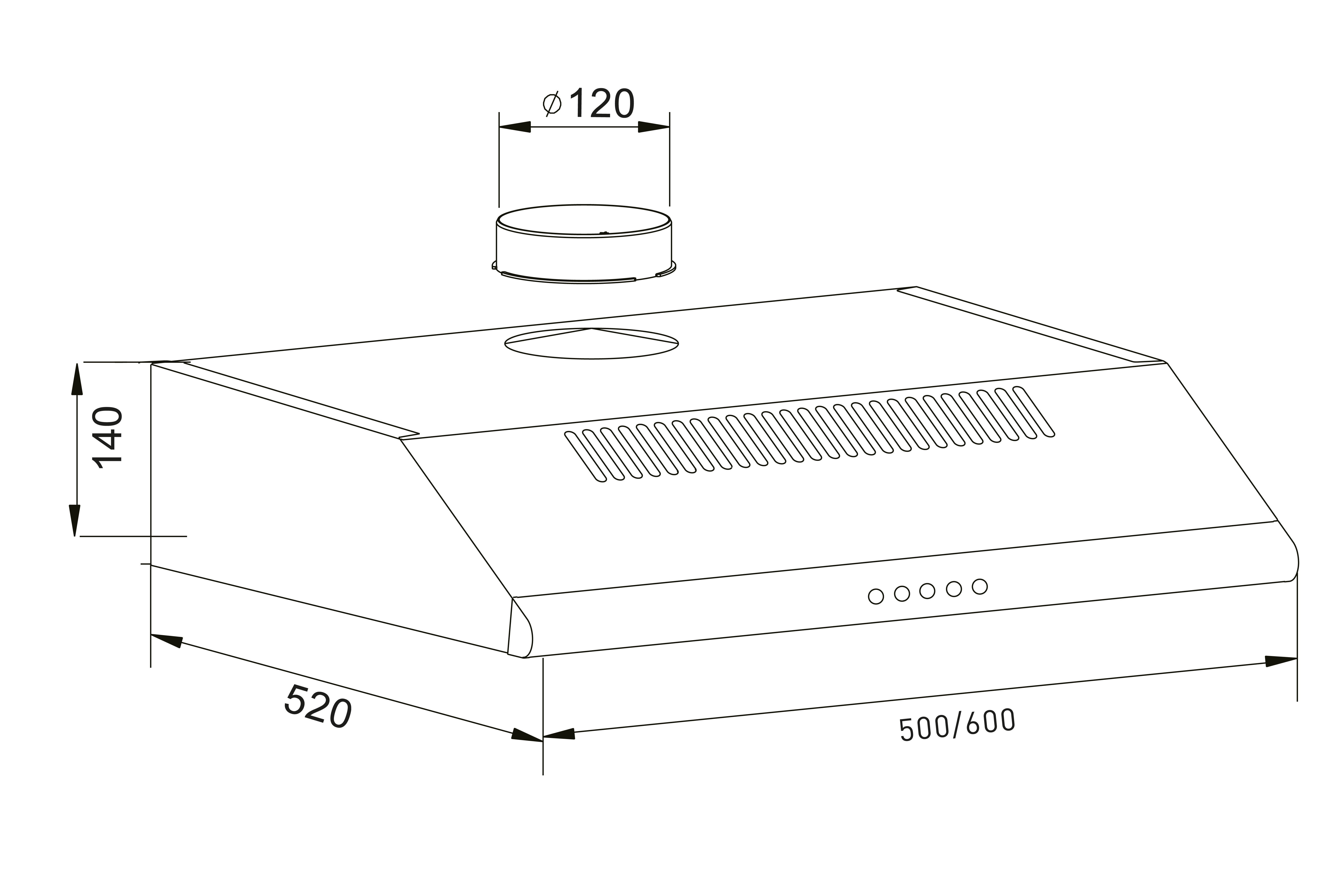 9136712 Вытяжка подвесная Оasis UP-50I бежевый/прозрачный OASIS STDN-0021895 - Вид №6