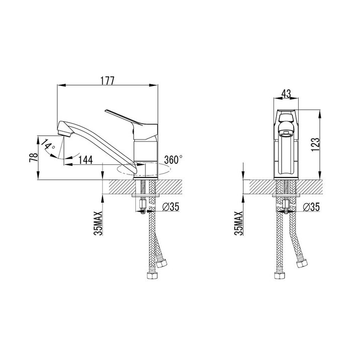 UKOSBR0M01 Milardo Ukon Смеситель для умывальника с поворотным изливом Ukon Россия  - Вид №6