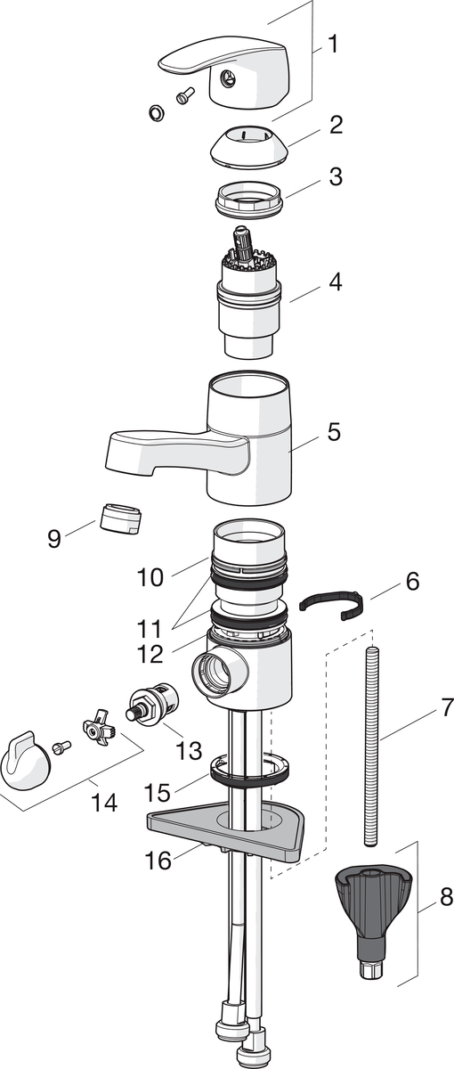 Oras 1013 Смеситель для умывальника с клапаном 1013 Safira Хром  - Вид №4