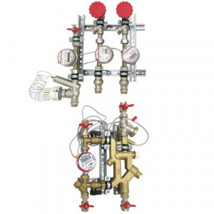 VT.NM.VFR.06.RS.0 Квартирная станция для систем отопления и водоснабжения  вертикального размещения с рециркуляцией ГВС Valtec 1,5/0,6 м куб./ч, RS 485