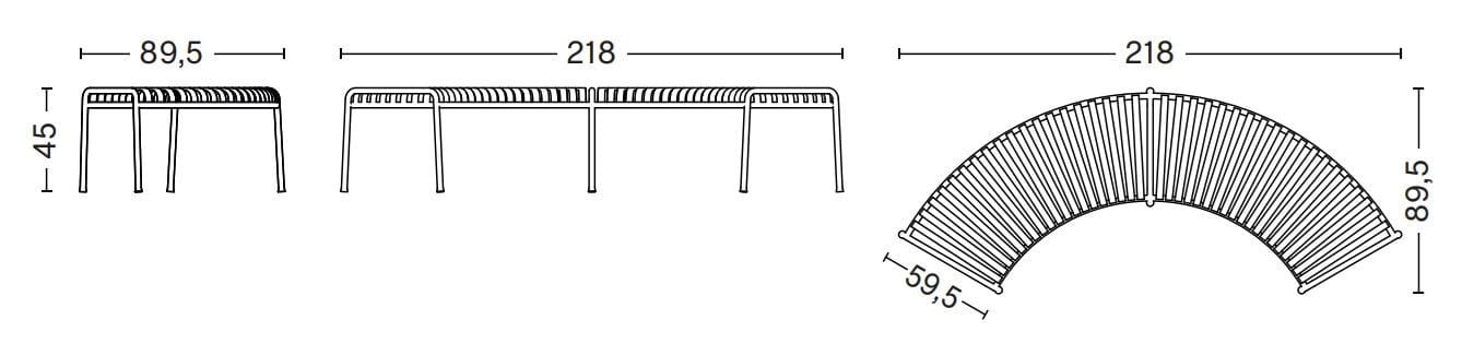 Модульная садовая скамейка из стали с порошковым покрытием Hay Палисад ARCH-00137821 - Вид №16