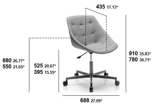 Офисное кресло с регулируемой высотой и колесами с 5 спицами SITIA MISS LILY ARCH-00035017 - Вид №2