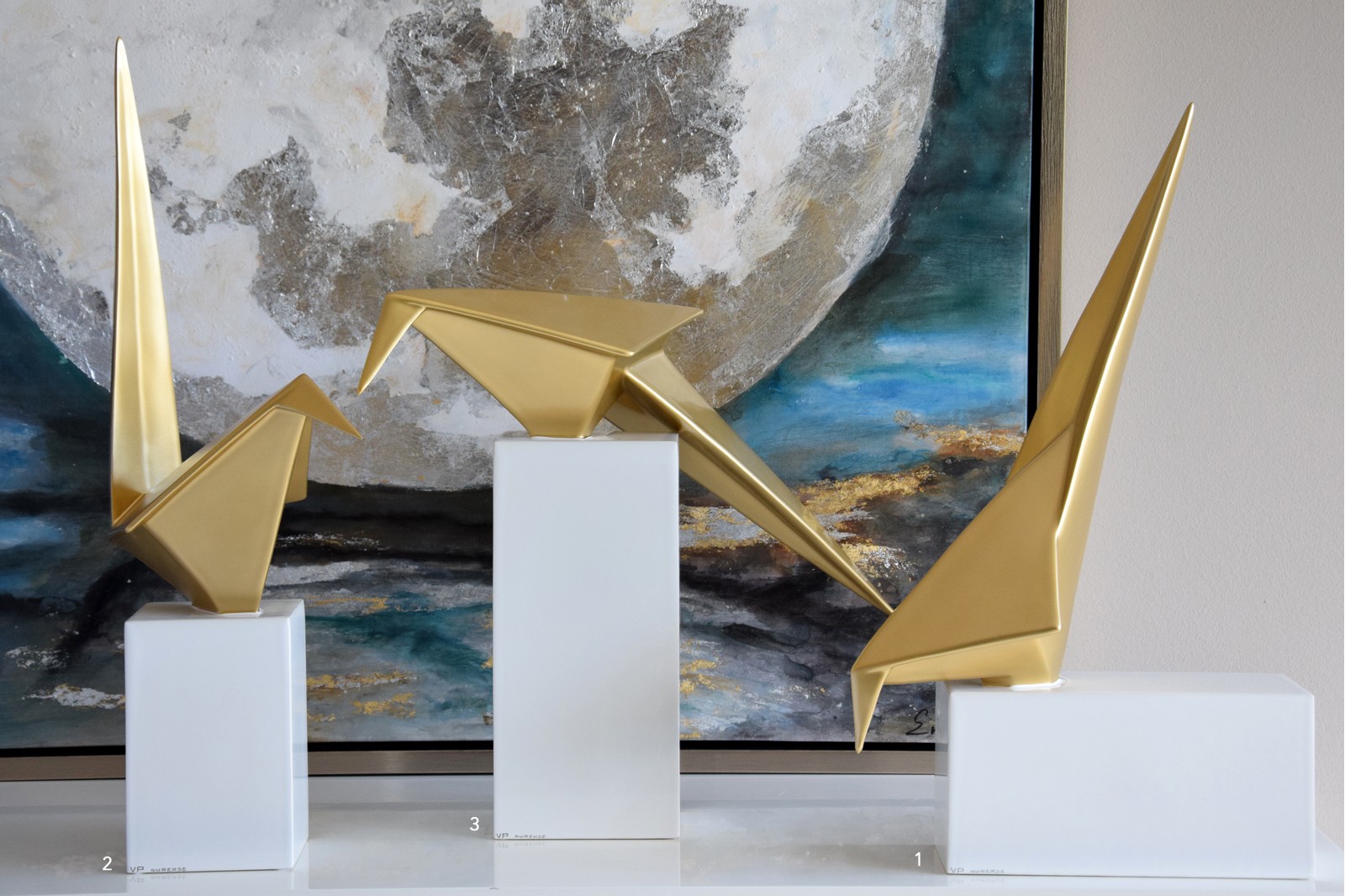 TP302D Скульптура птица, золото, 30x17x52, керамика VP Santreyd 