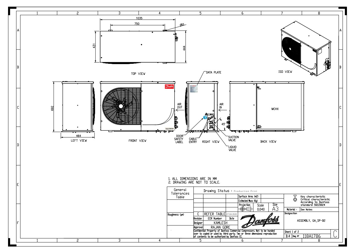 Danfoss OP-MSXM — компрессорно-конденсаторные агрегаты OP-MSXM068MLW05G Агрегат компр.-конд. 114X7067  - Вид №6