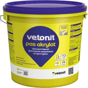 Декоративная штукатурка Vetonit ПАС Акрилат акриловая 1.5мм "шуба" база 100А белая 25кг 82036414 STLM-2167510