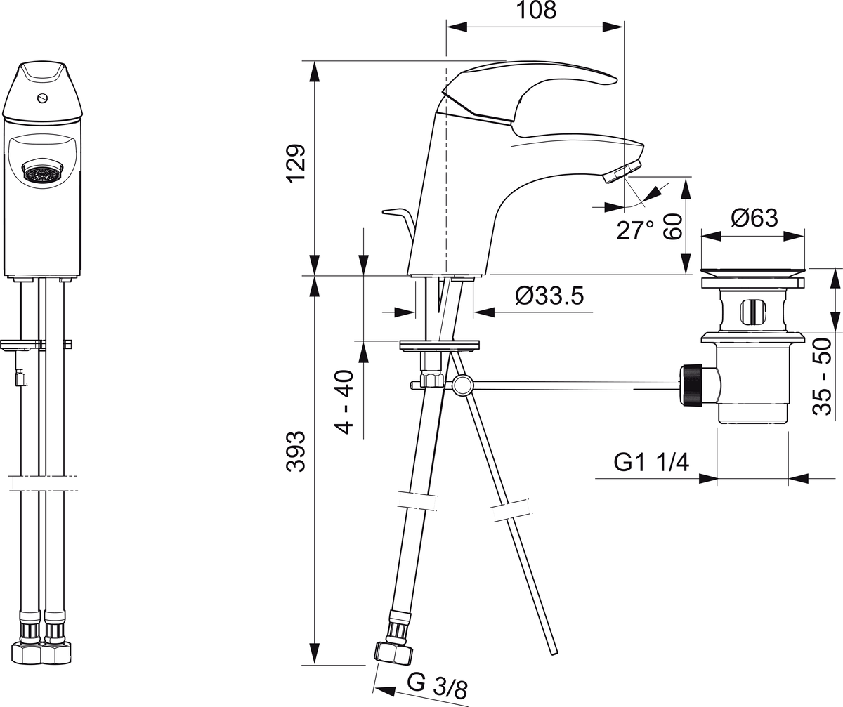 Oras 1400F Смеситель для умывальника 1400F Polara Хром  - Вид №1