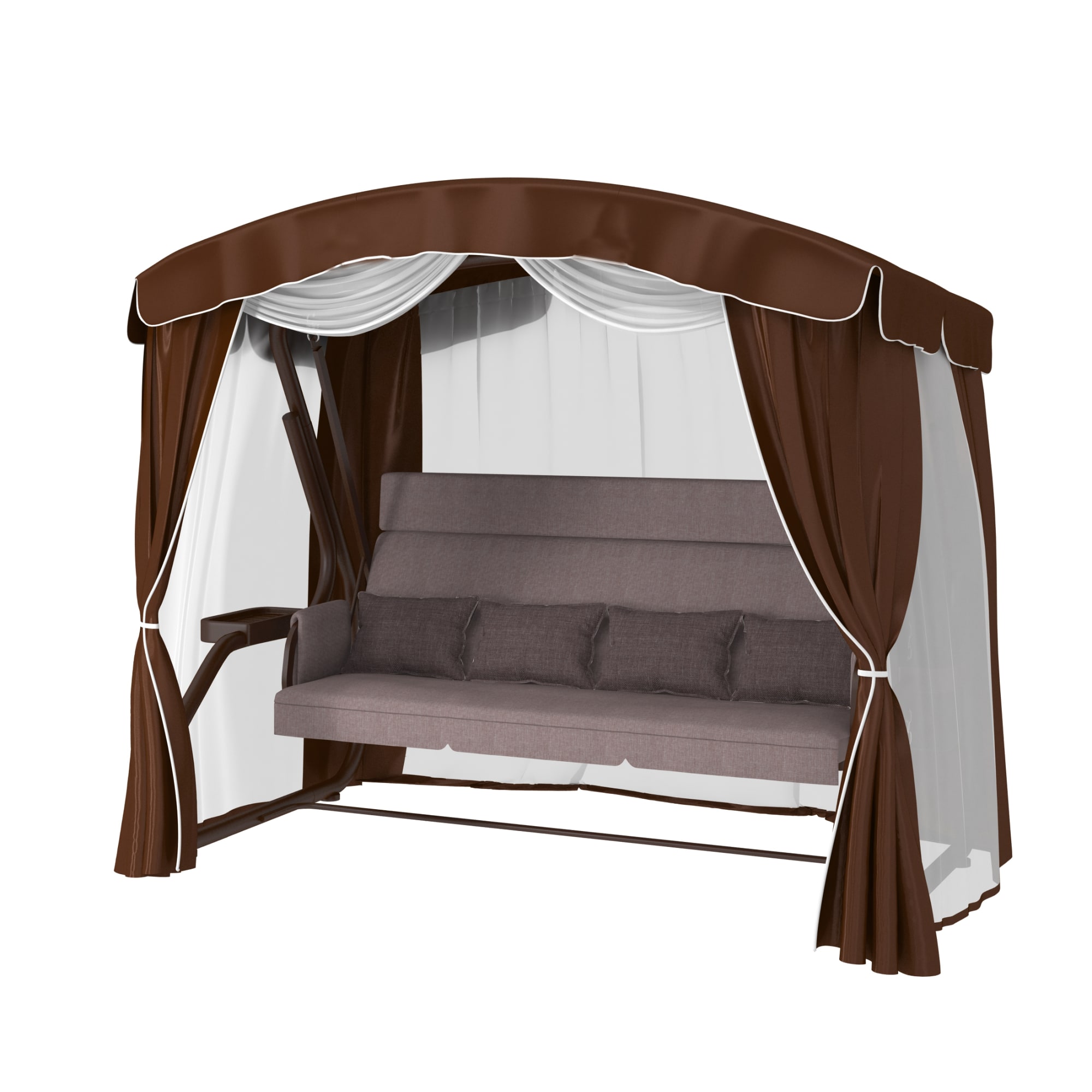 82660765 Качели садовые Амстердам 4-х местные (до 400 кг) коричневый/серый Santreyd 