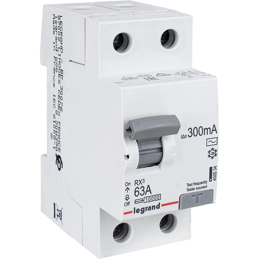 УЗО Legrand RX3 — защита сетей 63А с током утечки 300мА 16535134 STLM-1362605