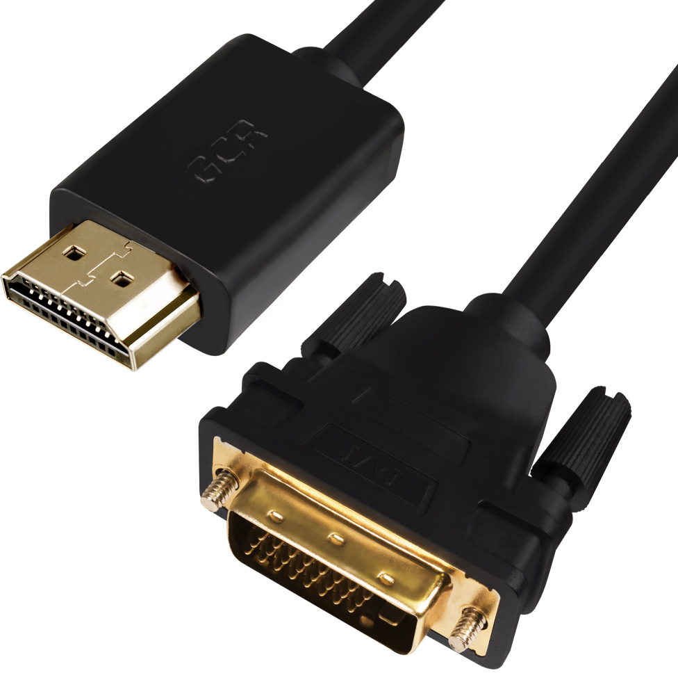 GCR-HD2DVI1-10.0m кабель hdmi-dvi 10.0m черный, od7.3mm, 28/28 awg, позолоченные контакты, 19pin am / 24+1m am double link, , тройной экран Greenconnect Santreyd  - Вид №1