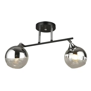 Люстра потолочная Присси 2 лампы, 6 м², цвет чёрный/хром