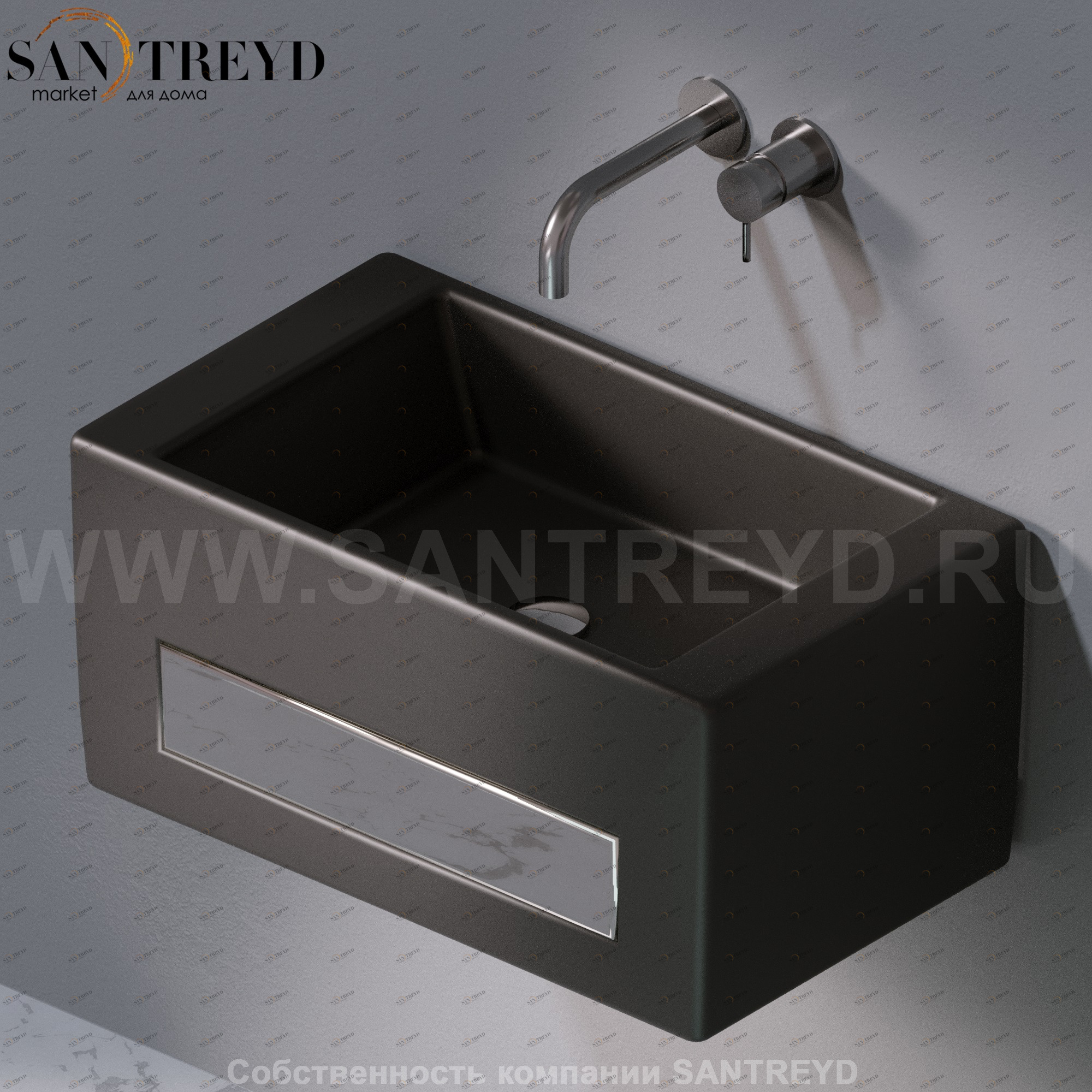 L116105 Подвесная раковина настенная прямоугольная A. e T. Italia Tower черная AeT ITALIA