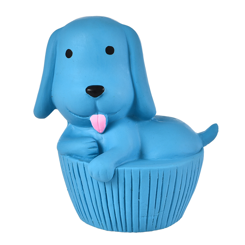 ПР0050064 Игрушка для собак Щенок с пищалкой 11см латекс голубой Foxie 