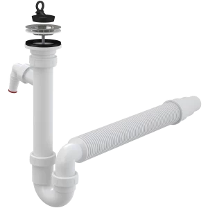 Сифон трубчатый с нержавеющей peшeткой DN70, со штуцером и гофрой