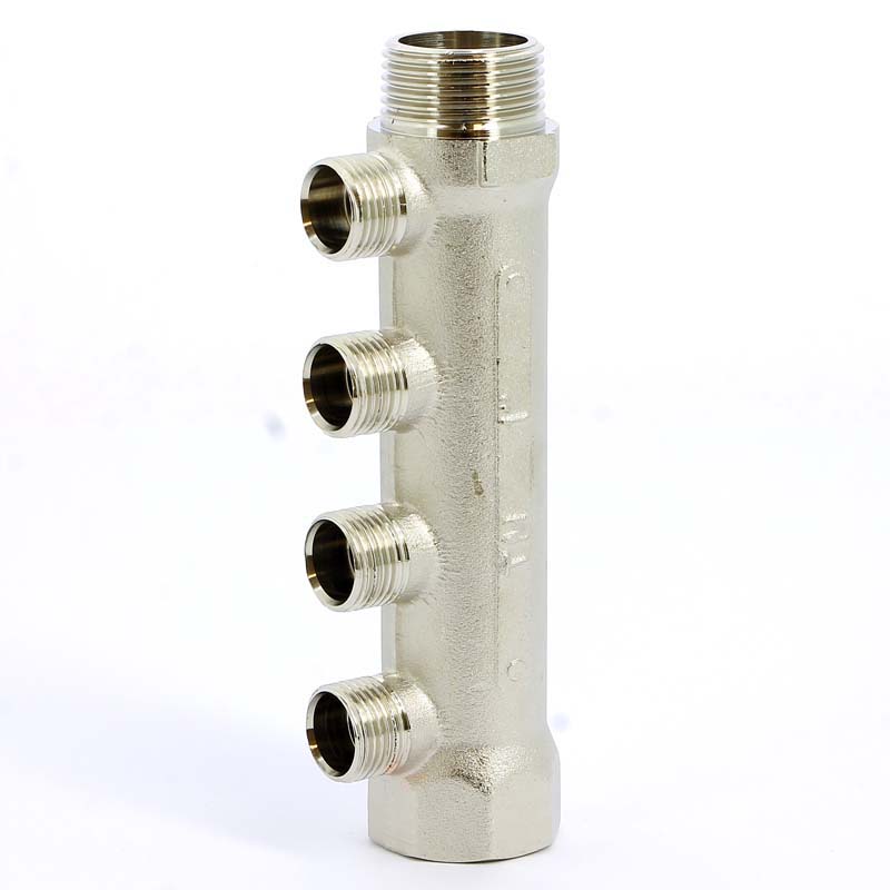 Коллектор НВ 1" никелированный TIEMME 4 выхода 1/2"Н 36мм 1910031