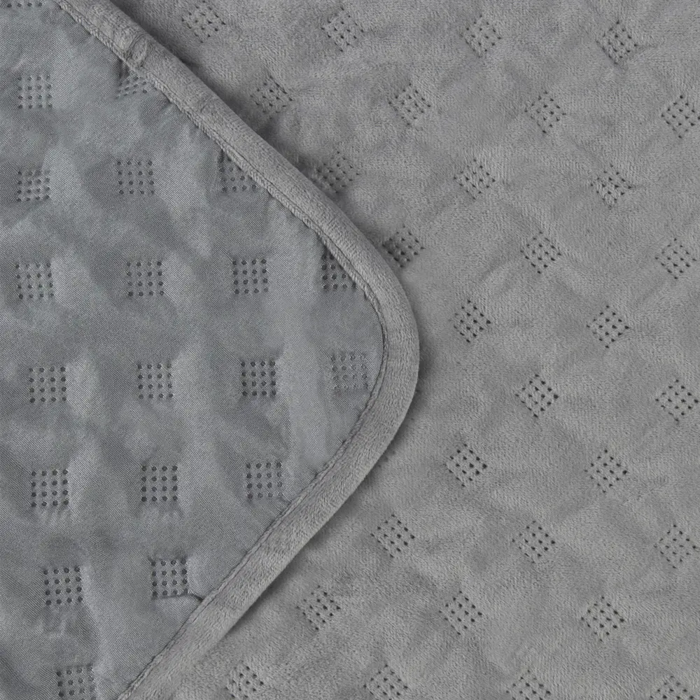 Покрывало 220x240 см велюр стёганый цвет серый 84534681 STLM-2049942 Santreyd - Вид №1
