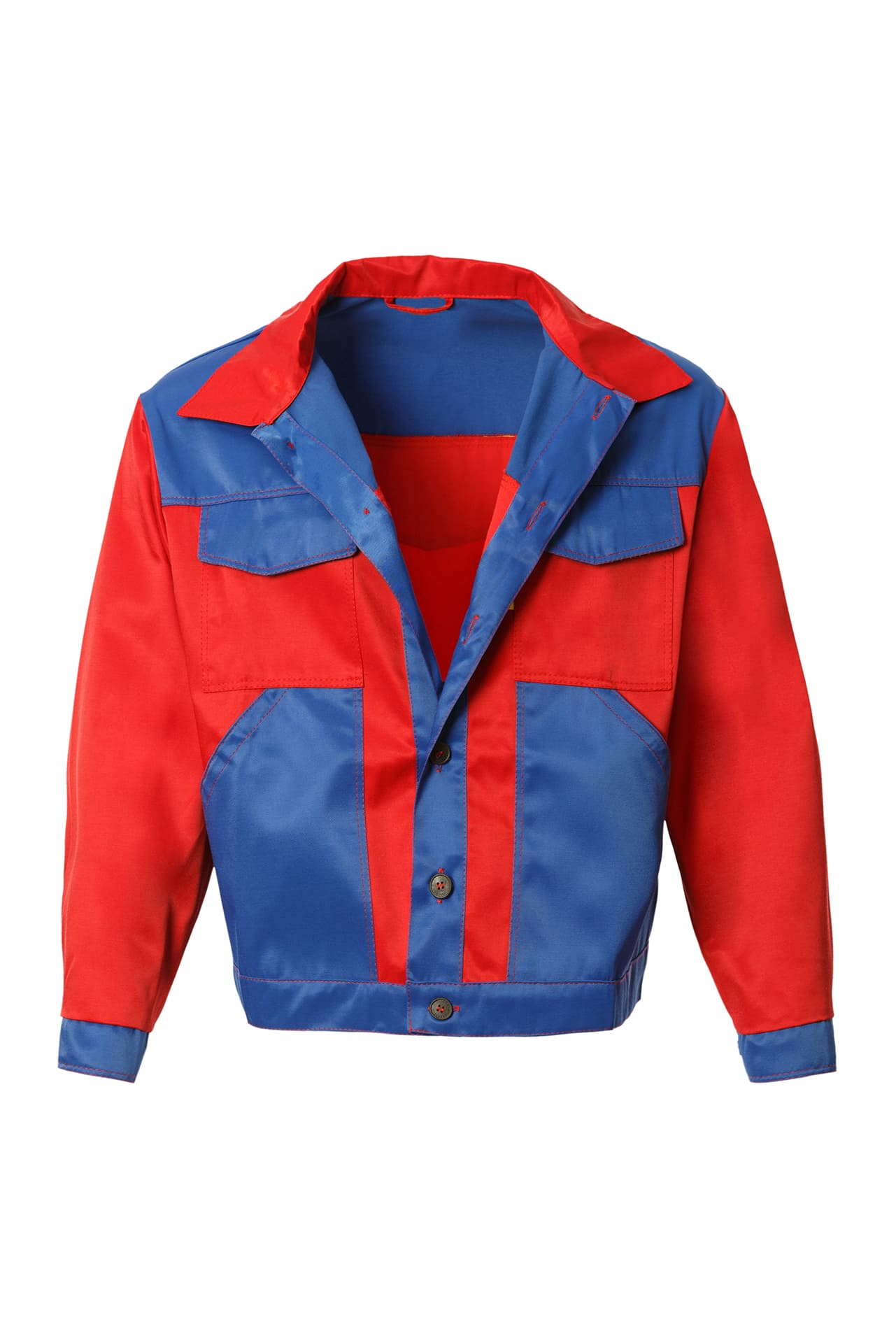 61633 Костюм "Мастер" с лимонной полосой красно-васильковый  Летняя спецодежда  размер 60-62/170-176  - Вид №3