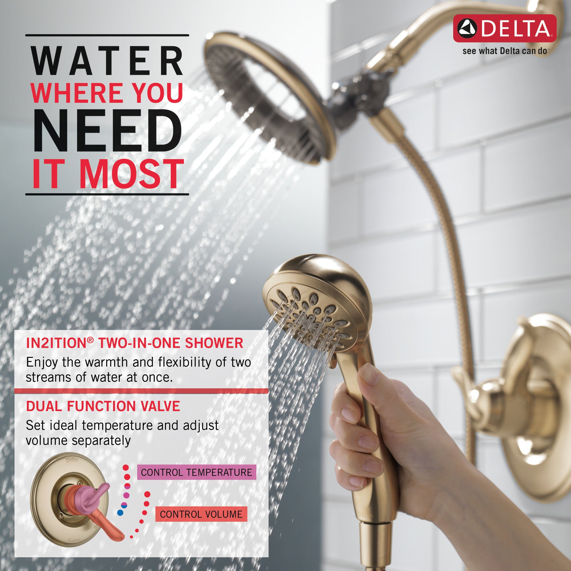 T17494-CZ-I Панель Monitor® 17 Series для ванны и душа с In2ition® Delta Faucet Linden Шампанское бронза  - Вид №1