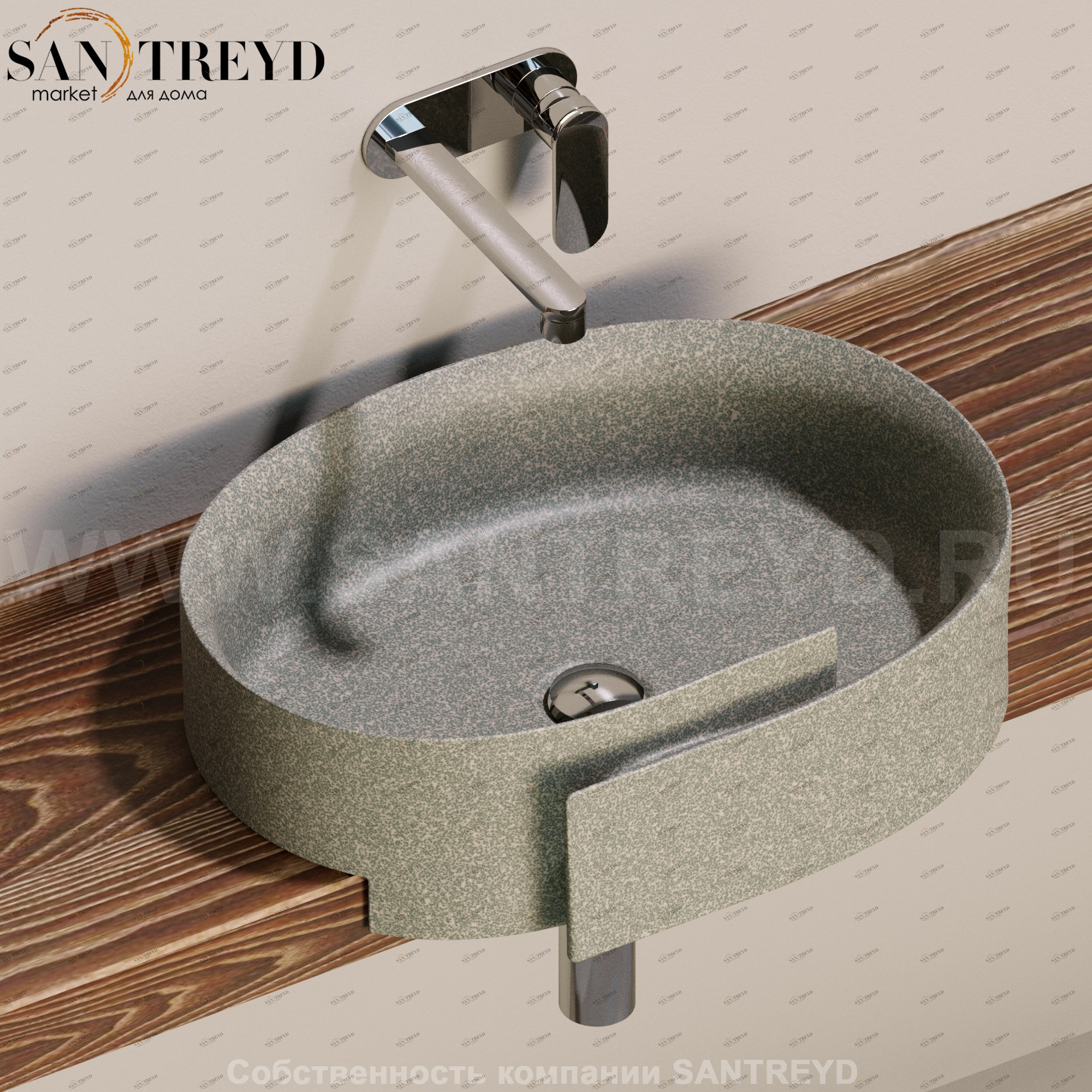 RL56S.7037 Полувстраиваемая раковина консольная 50 см серая Flaminia Roll Ceramica Flaminia RL56S7037