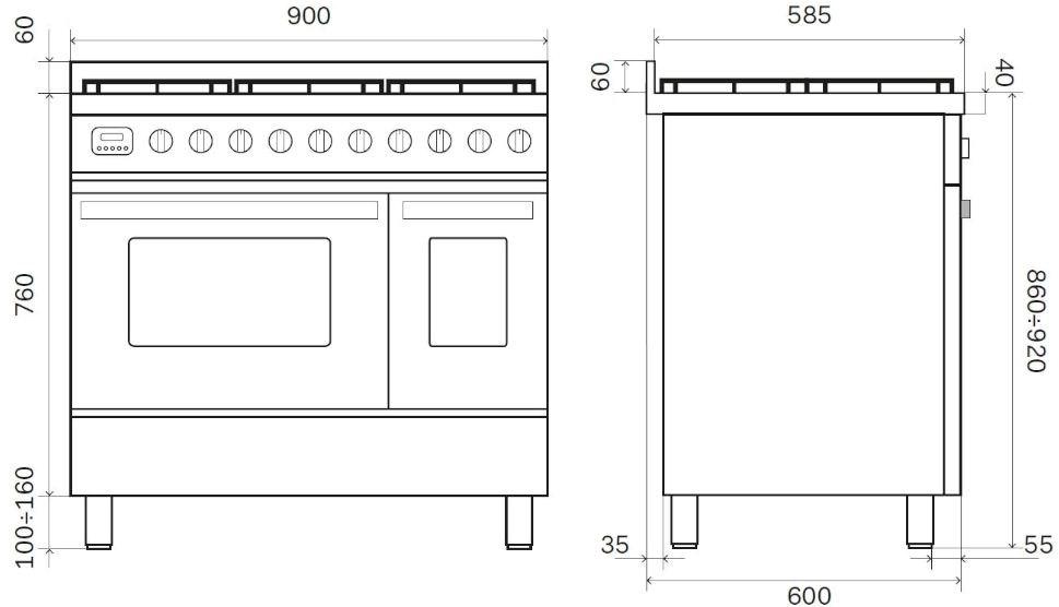 Ilve Отдельностоящая стальная кухня Pro line Ld09 Santreyd  - Вид №2