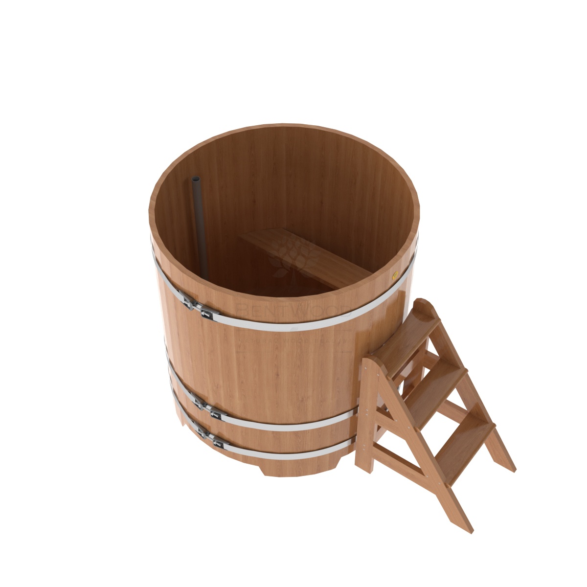 1285 Купель круглая из дуба d=1,17х1,2 натуральная Alyarus  - Вид №1